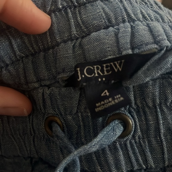 J.Crew Factory Blue Chambray Drawstring Cuffed Easy Fit Ankle Pant Size 4 - Picture 5 of 6